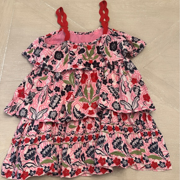 Maeve by Anthropologie Pink and Red Tiered Ruffled Embroidered Sundress - Picture 6 of 8